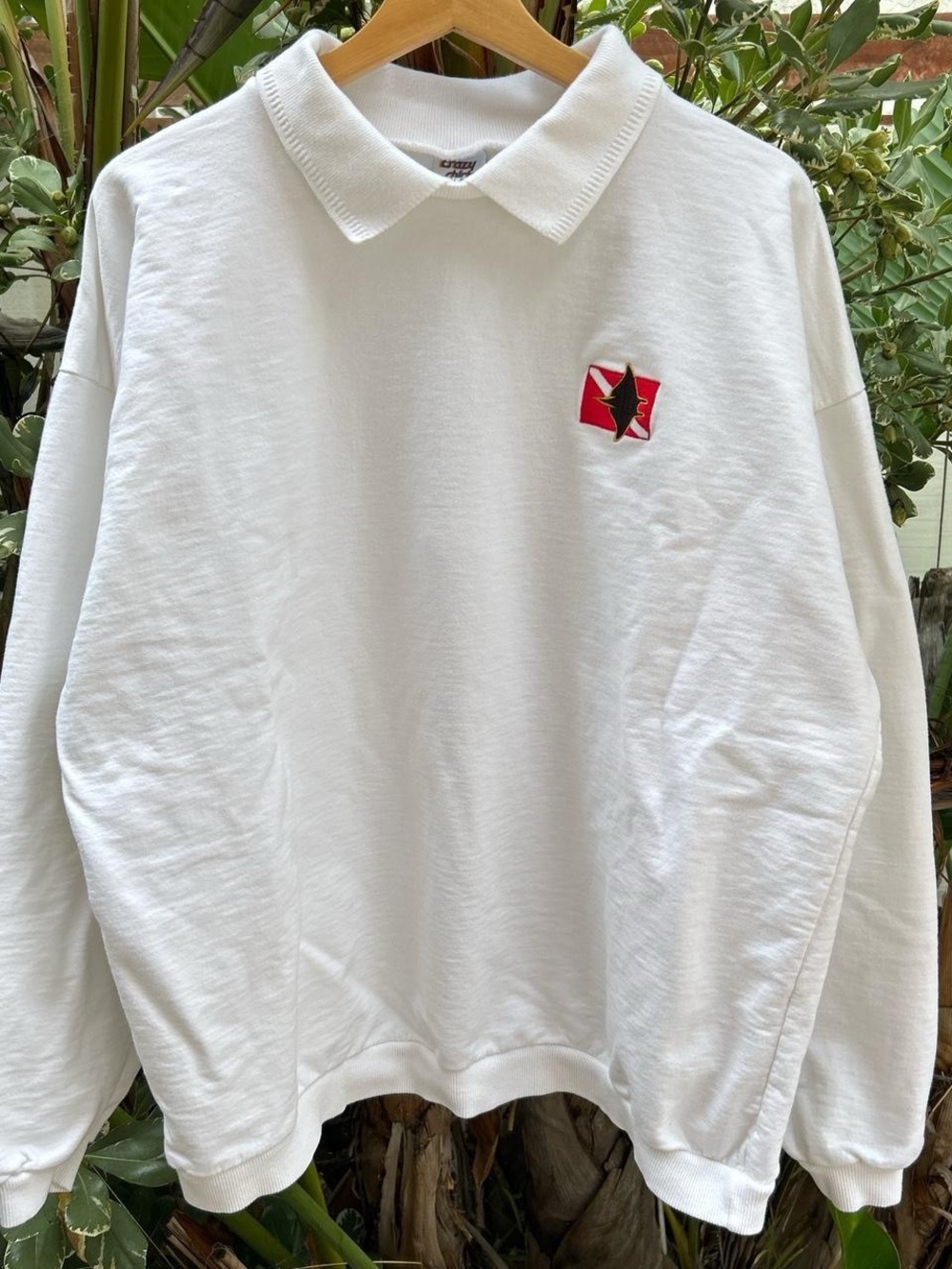 Vintage 90s Crazy Shirts Hawaii Stingray Collared Sweatshirt Large USA